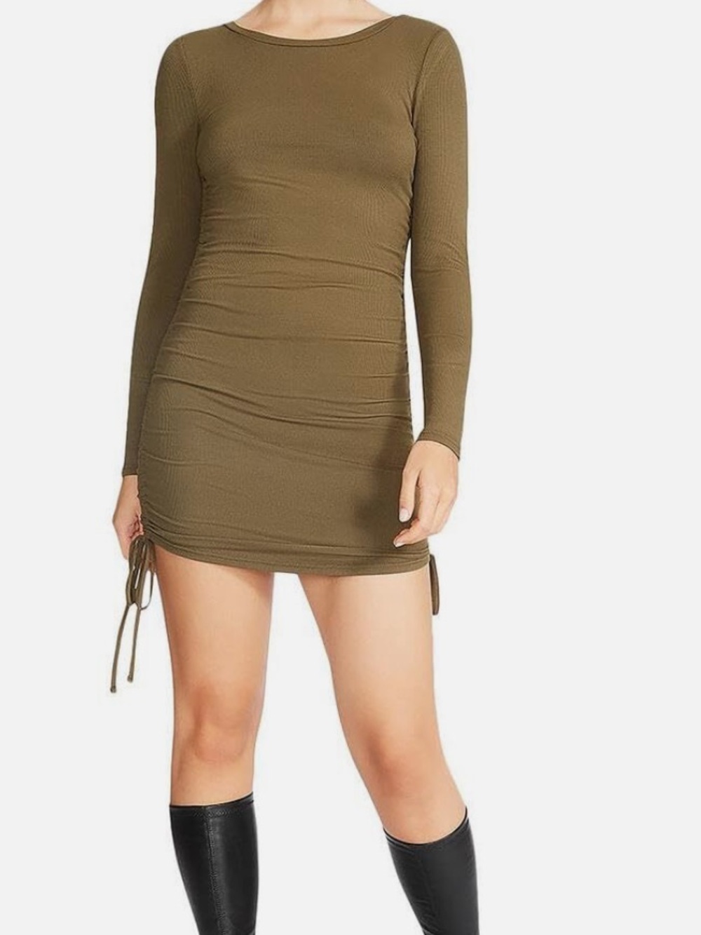 BB Dakota by Steve Madden Olive Green Ruched Bodycon Dress size S